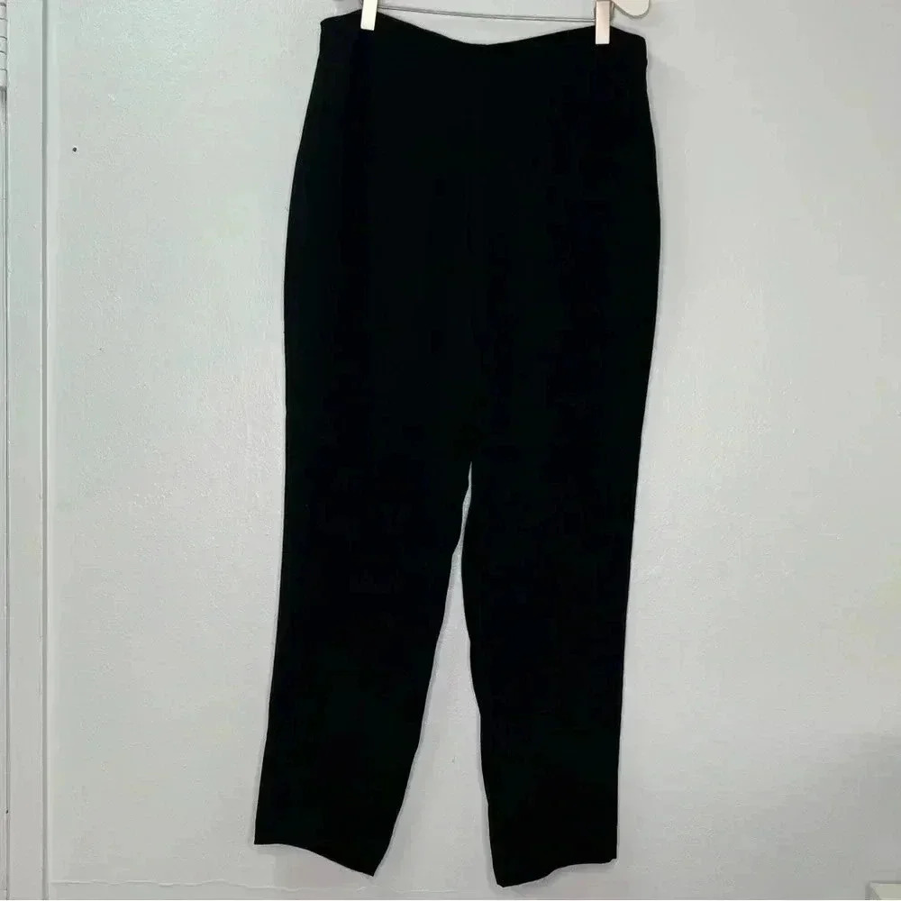 Eileen Fisher Women Sz Medium‎ Silk Tapered Black Pants Side Zipper Closure